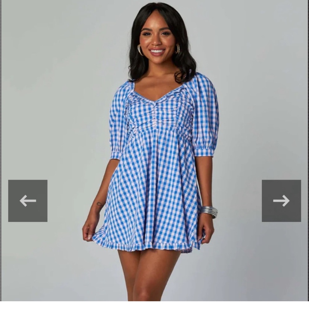 BuddyLove Poppy Puff Sleeve Mini Dress - Nantucket